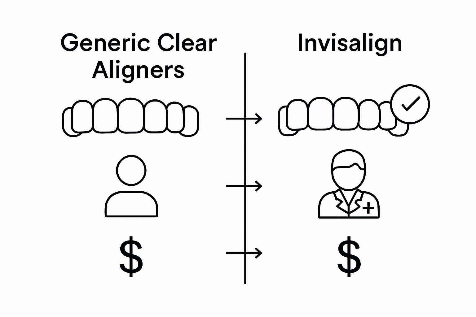 Infographic comparing clear aligners and Invisalign