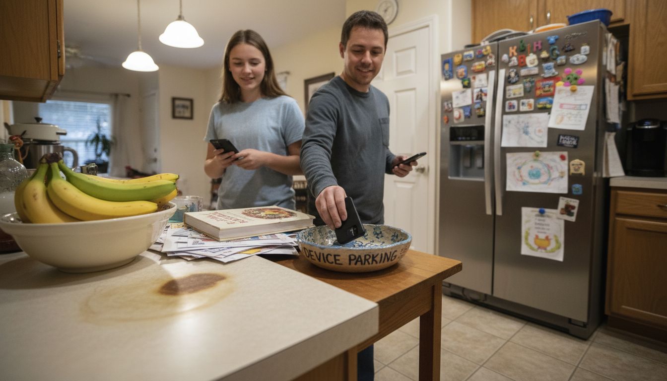 Family leaves phones in device-free zone