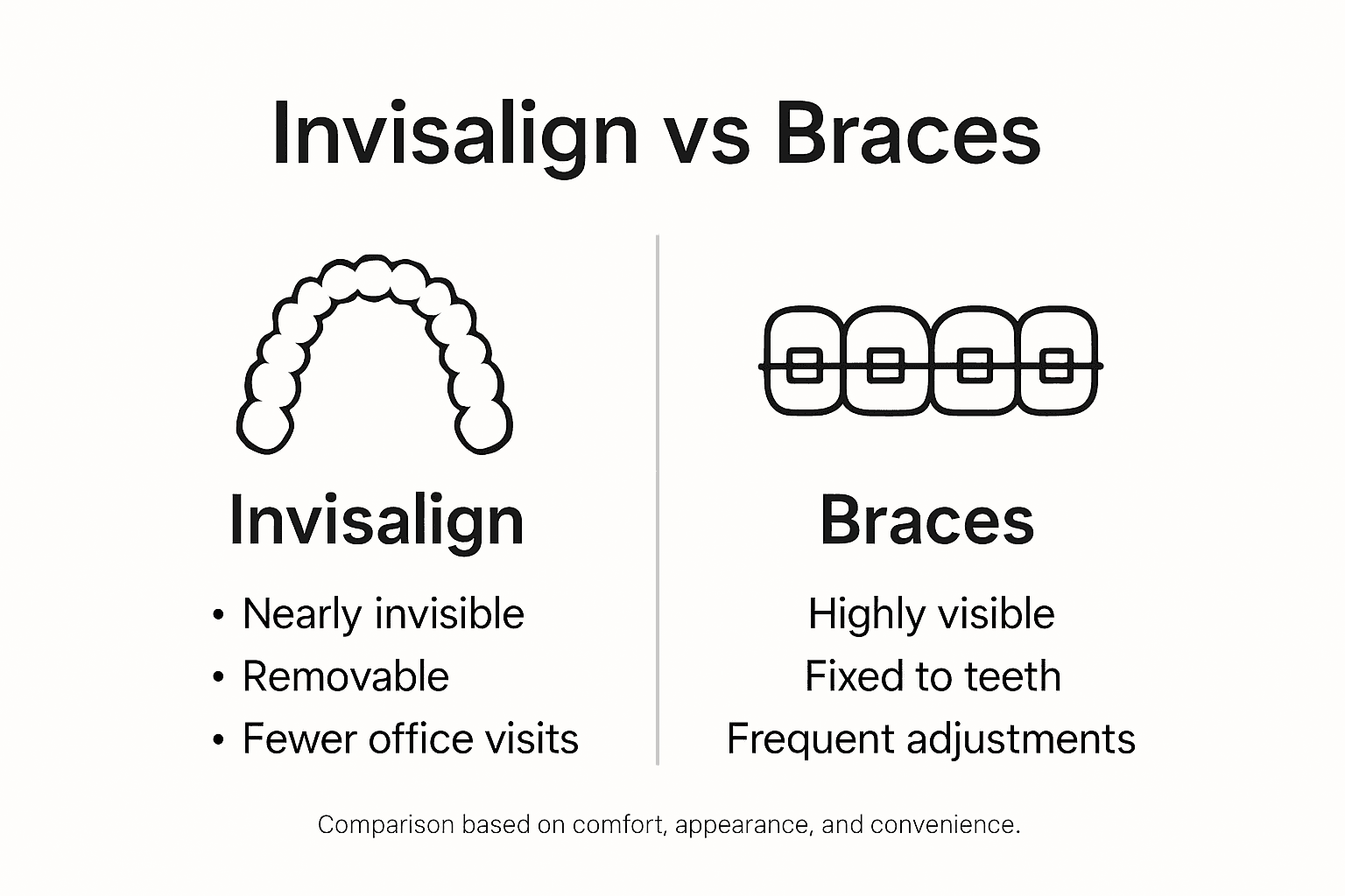 Infographic comparing Invisalign and traditional braces