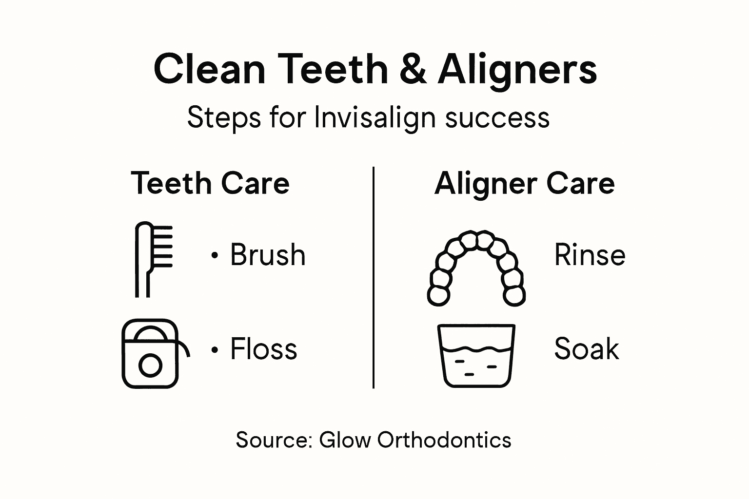 Infographic showing teeth and aligner care steps