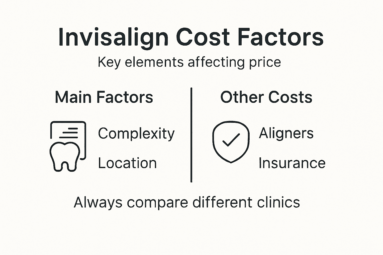 Infographic outlining Invisalign cost key factors
