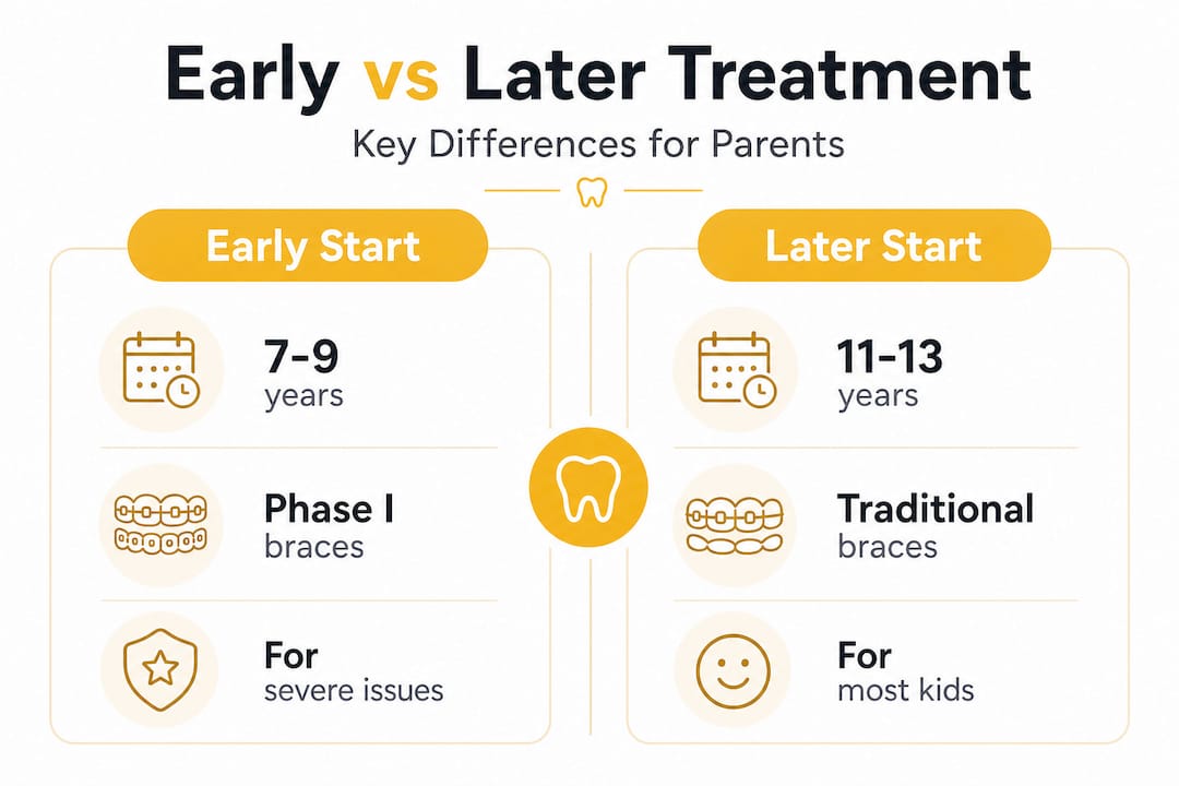 Comparison of early versus later orthodontic treatment