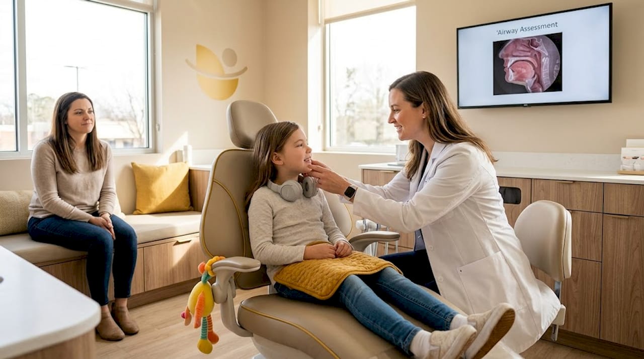 Orthodontist checks airway in pediatric exam