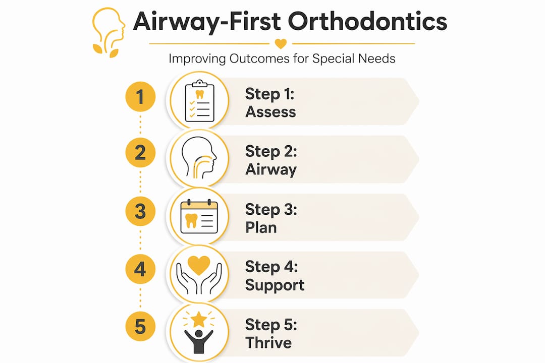 Infographic vertical steps airway-focused orthodontics