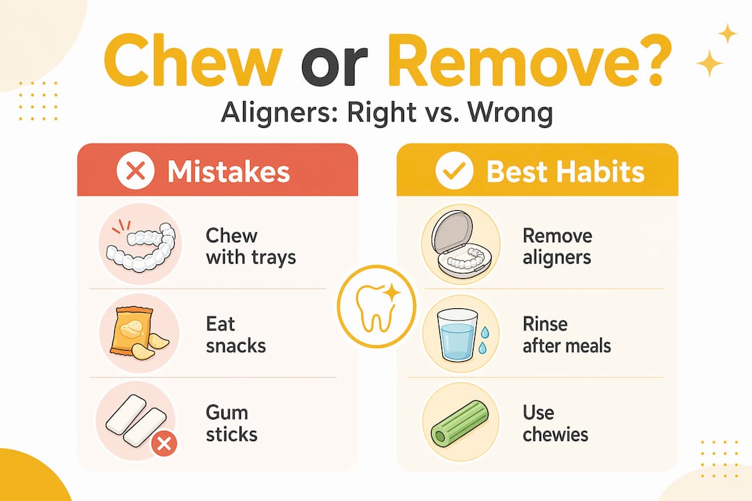 Infographic comparing correct and incorrect aligner habits