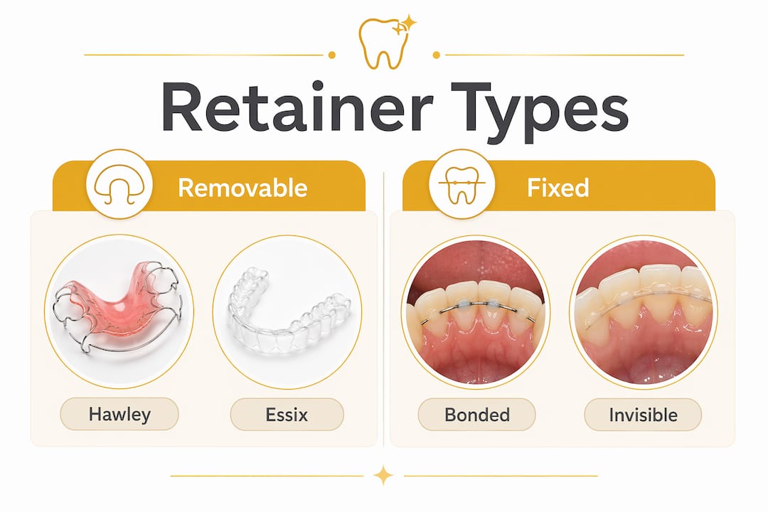 Infographic comparing removable and fixed orthodontic retainers