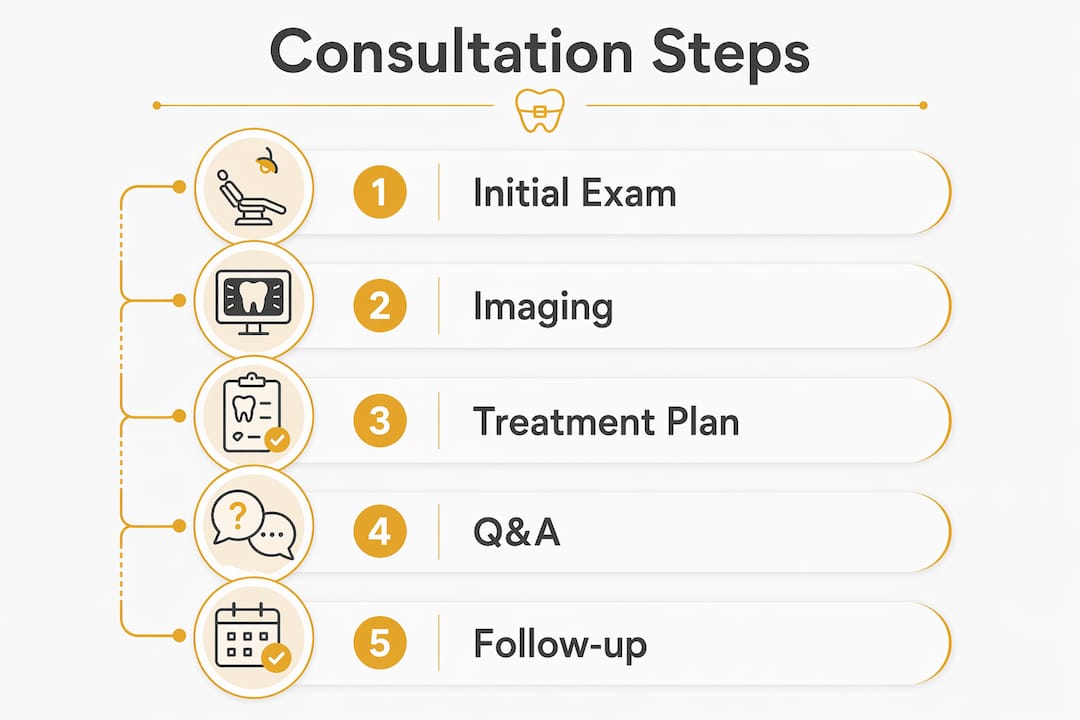 Infographic showing steps in braces consultation
