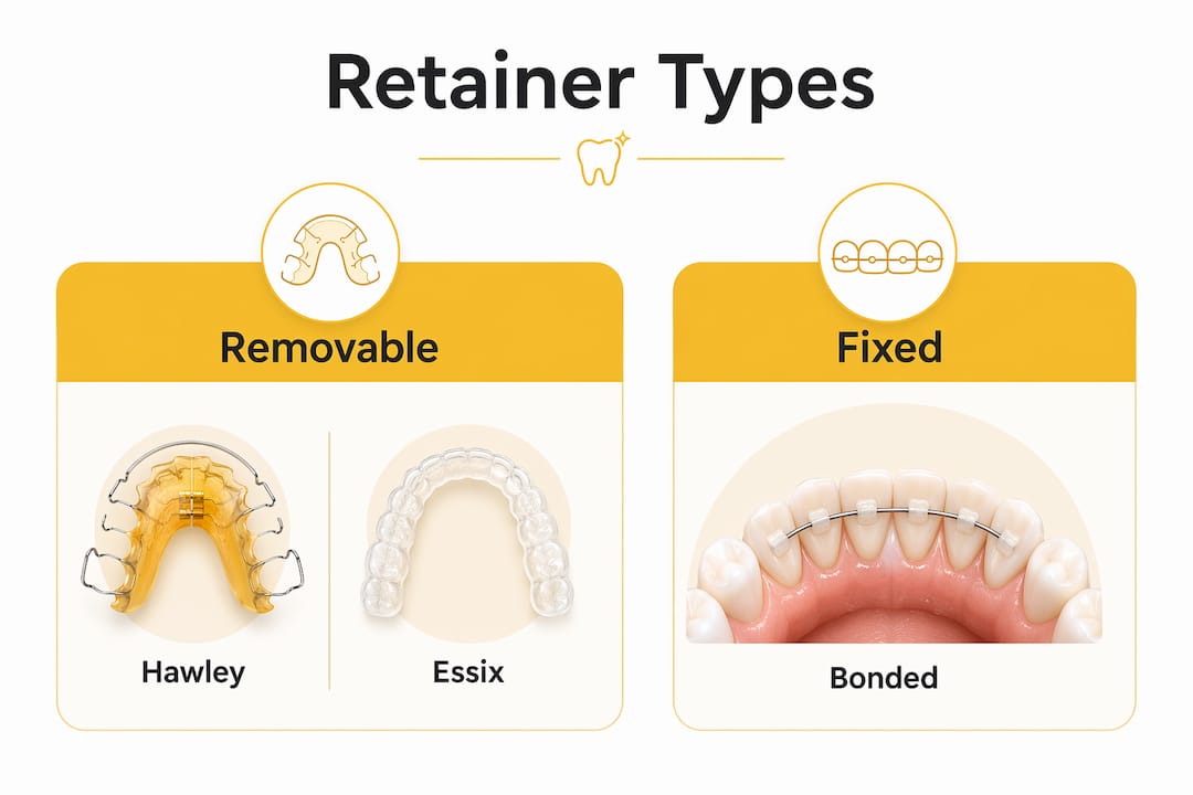 Infographic comparing removable and fixed retainers