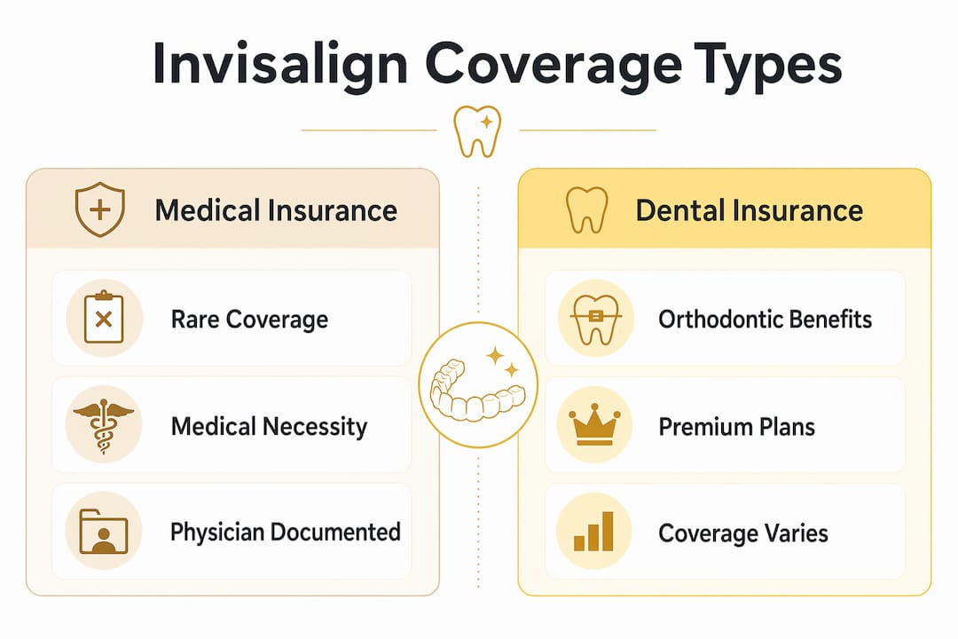 Infographic comparing medical vs dental Invisalign coverage