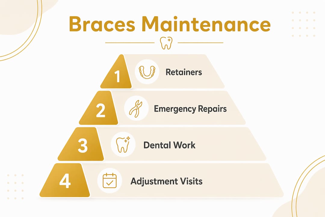 Infographic illustrating main braces maintenance cost categories