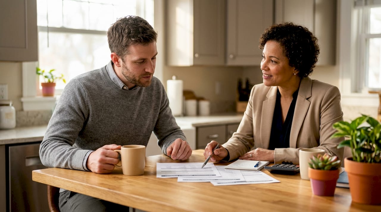 Hands pointing at braces insurance paperwork