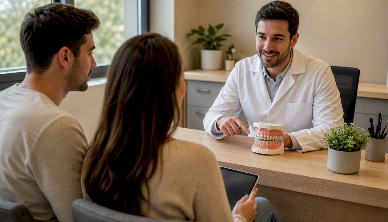 Orthodontist discussing clear aligner treatment cost