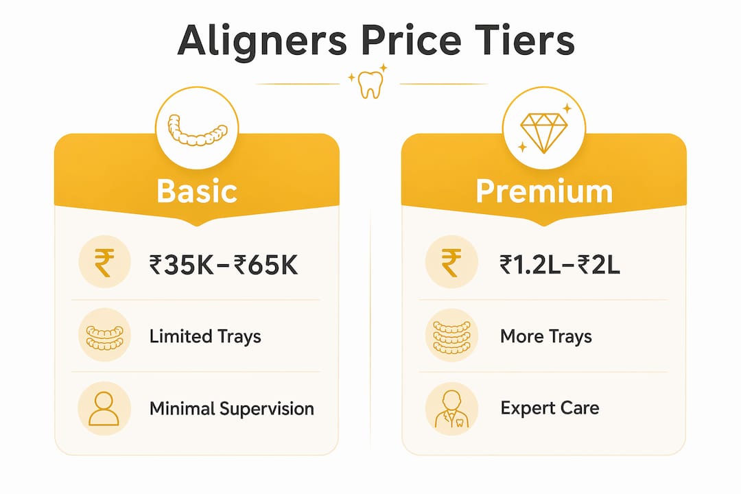 Infographic comparing basic and premium aligner prices