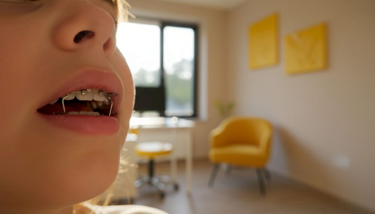 Close-up of child wearing gentle orthodontic device