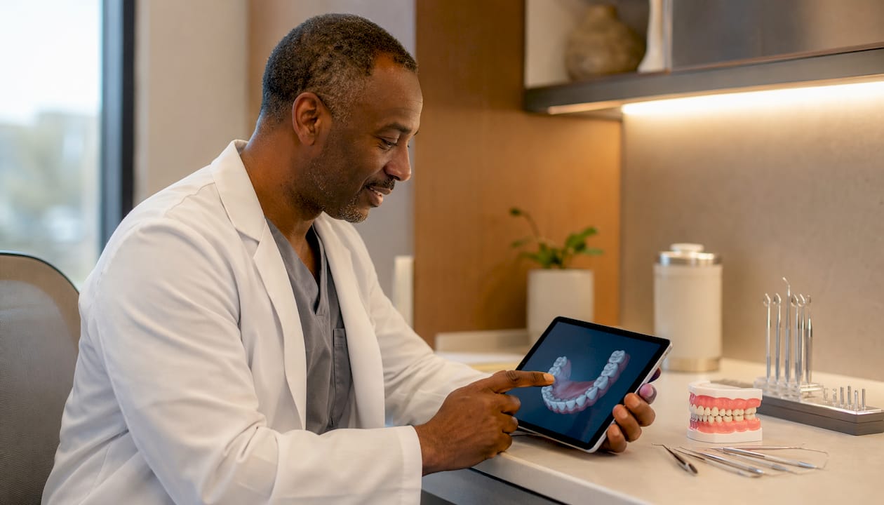 Orthodontist reviewing digital tooth scans