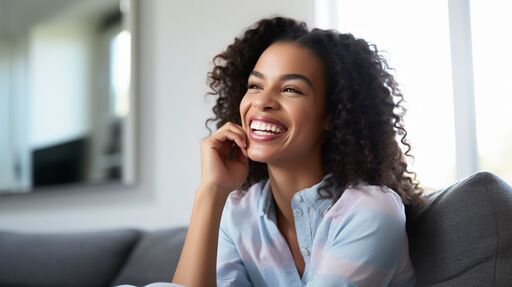 A woman smiling.