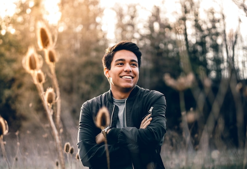 man in field